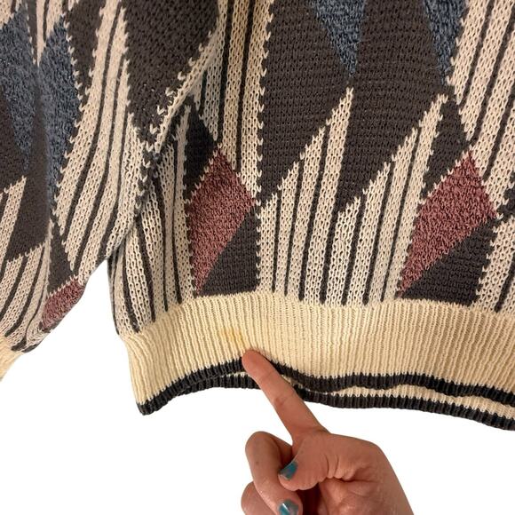 VTG Grandpa Sweater Hennessy Mens SIZE XL Geometric Biggie Van Heusen 90s 80s - Picture 6 of 11